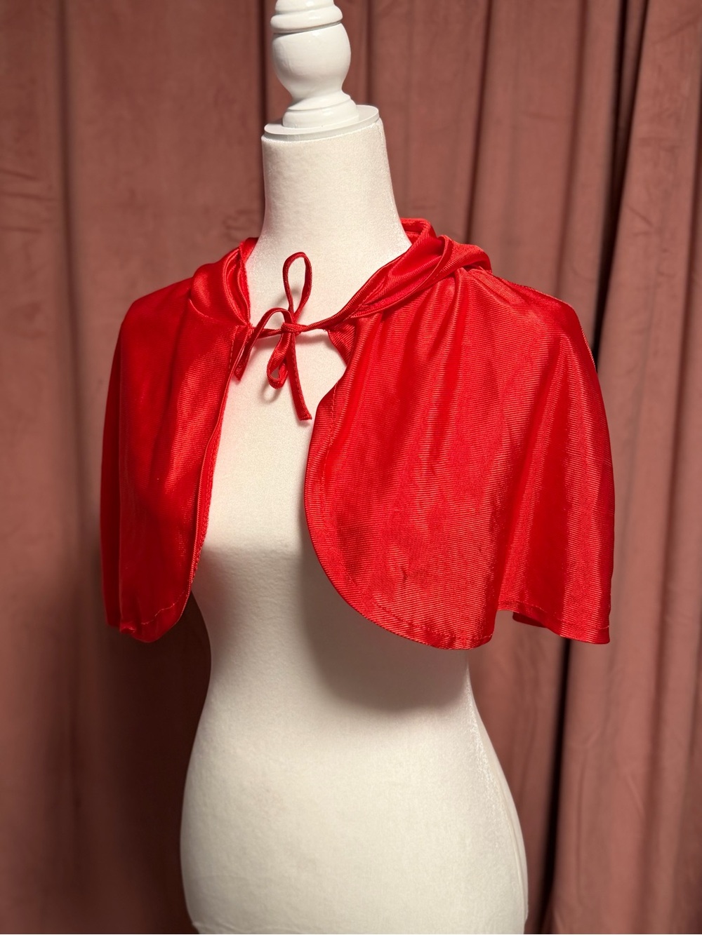 Red Satin Capelet Tie Closure - Women's Accessory